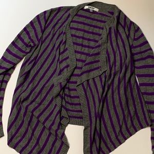 Gray with purple striped cardigan